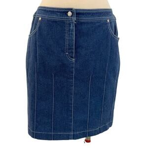 Escada Seamed Stretch Denim Pencil Skirt Blue | Size 42 / US 12